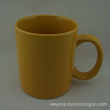 Standard 11oz Mug with Bright Orange Color Glaze, Various Colors are Available, Made of Stoneware